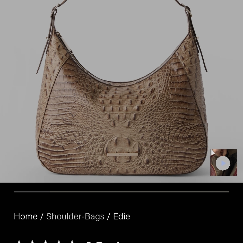 Crocodile-Embossed Brown Shoulder Bag